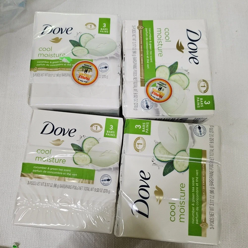 Dove Cool Moisture Cucumber Green Tea Moisturizing Cream Soap Bars 3 pk Lot of 4